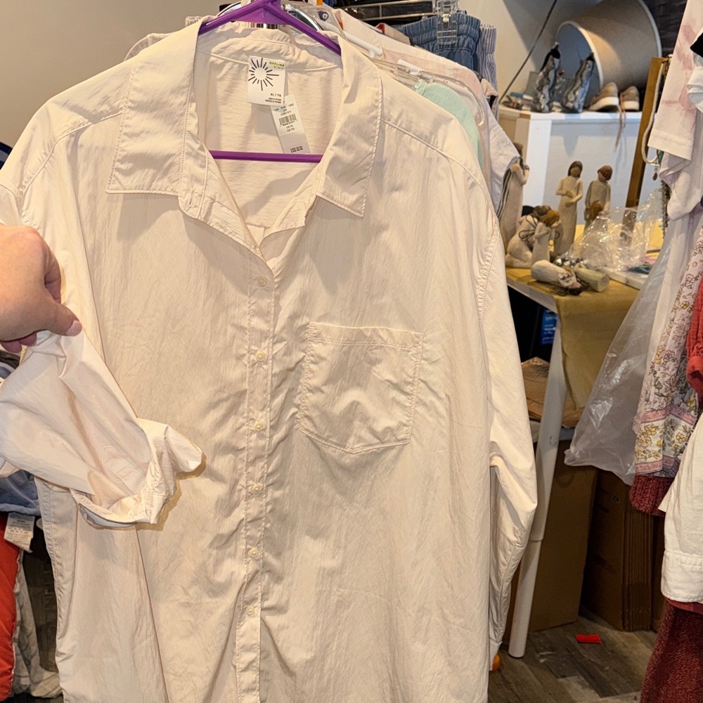aerie Light Cream Button-Down Shirt